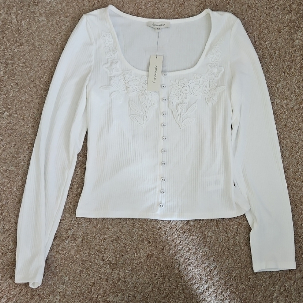 Francesca's Collections White Button Down Shirt